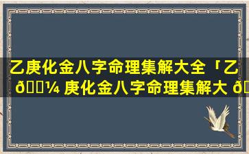 乙庚化金八字命理集解大全「乙 🐼 庚化金八字命理集解大 🌻 全视频」